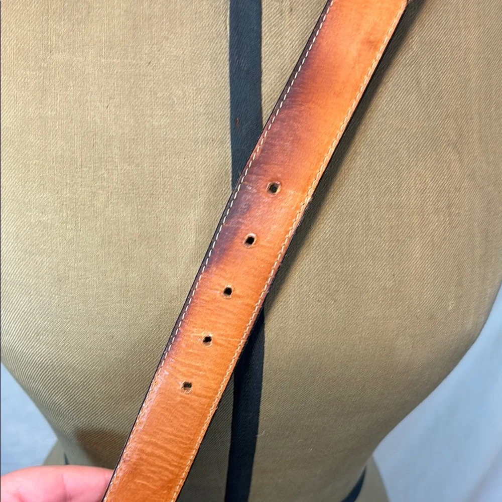 Tan Leather Belt with Gold Buckle